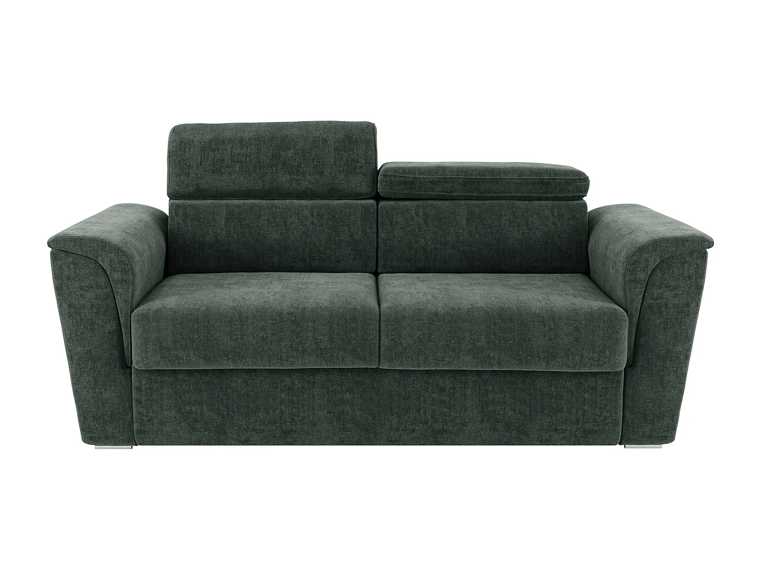 Canapé 3 places convertible express en tissu texturé vert - Couchage à lattes larges 140 cm - Matelas 22 cm avec mémoire de forme - RIZORA