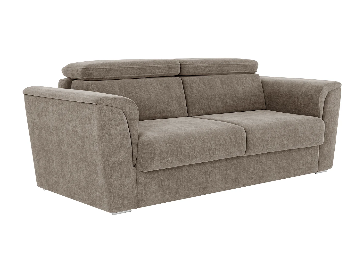Canapé 3 places convertible express en tissu texturé taupe - Couchage 140 cm - Matelas 18 cm - RIZORA