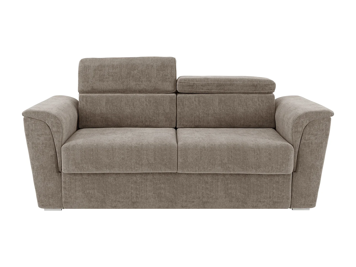 Canapé 3 places convertible express en tissu texturé taupe - Couchage à lattes larges 140 cm - Matelas 22 cm avec mémoire de forme - RIZORA