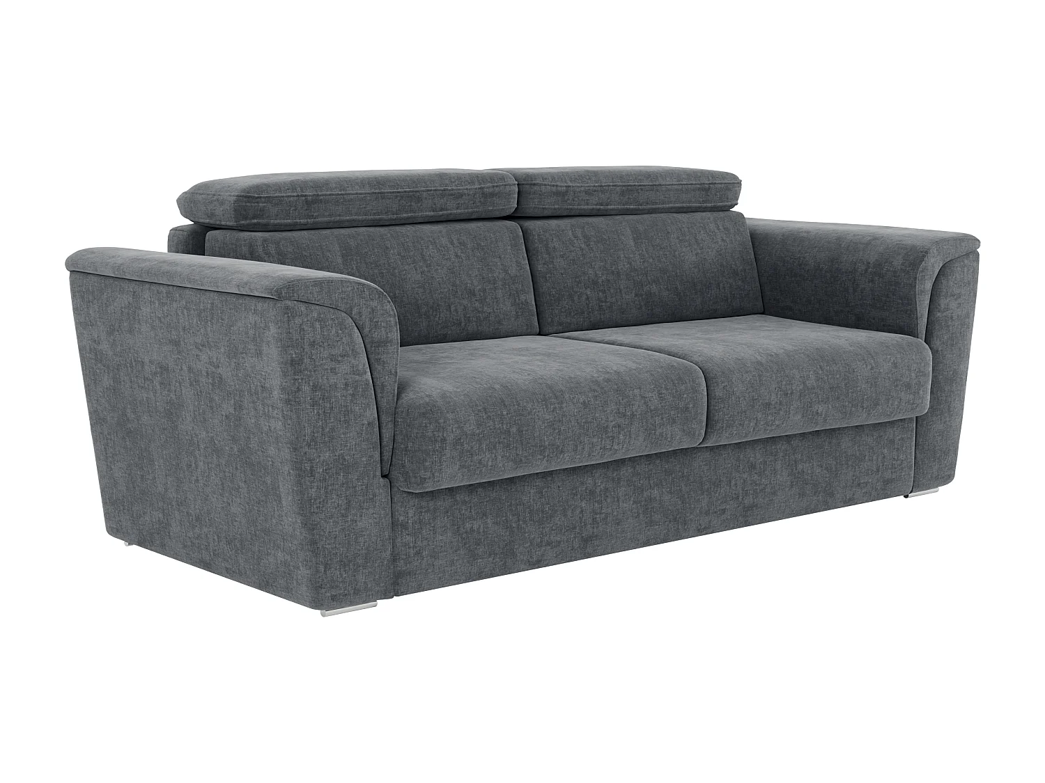 Canapé 3 places convertible express en tissu texturé gris anthracite - Couchage 140 cm - Matelas 18 cm - RIZORA