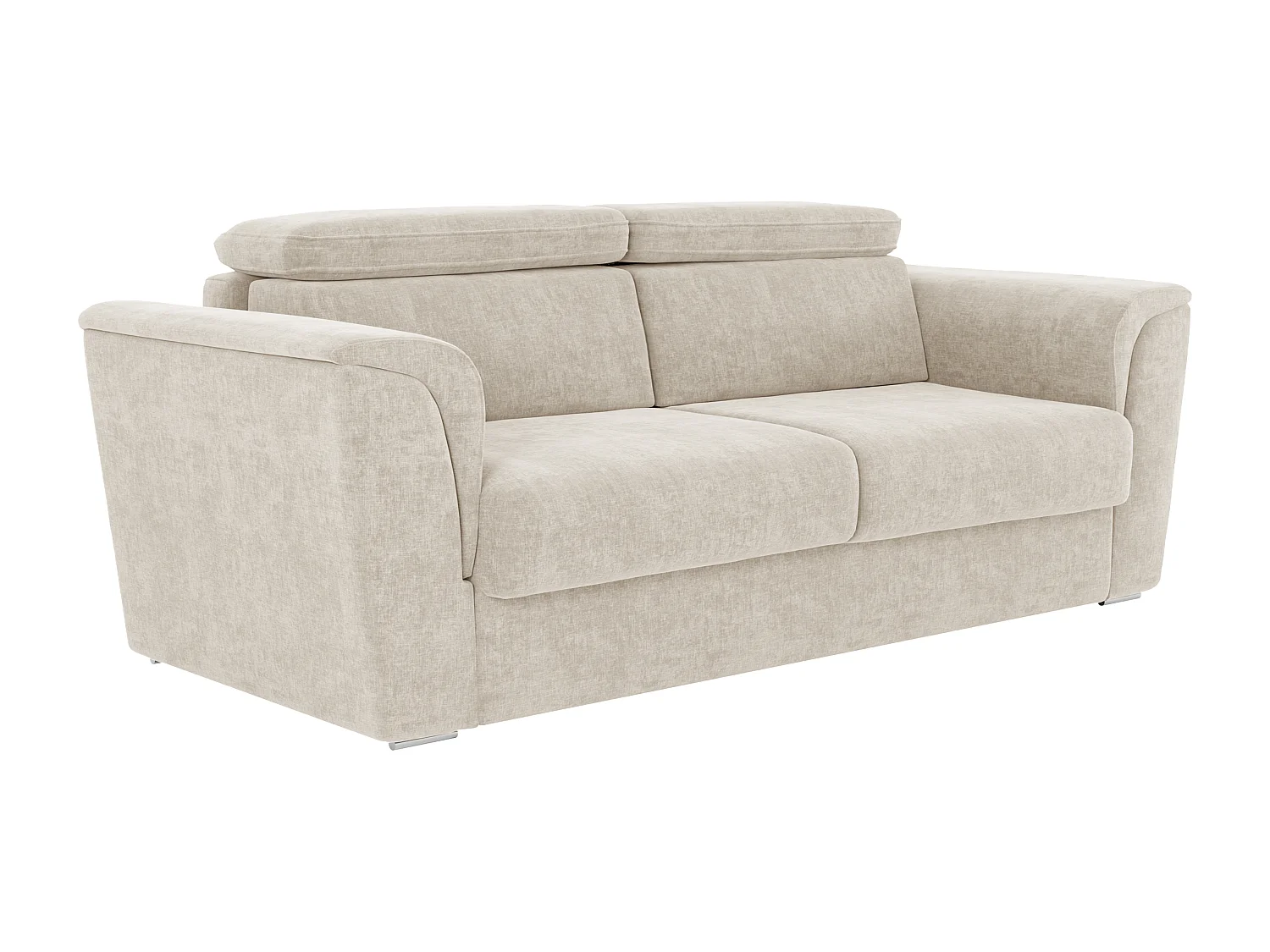 Canapé 4 places convertible express en tissu texturé beige - Couchage à lattes larges 160 cm - Matelas 14 cm - RIZORA