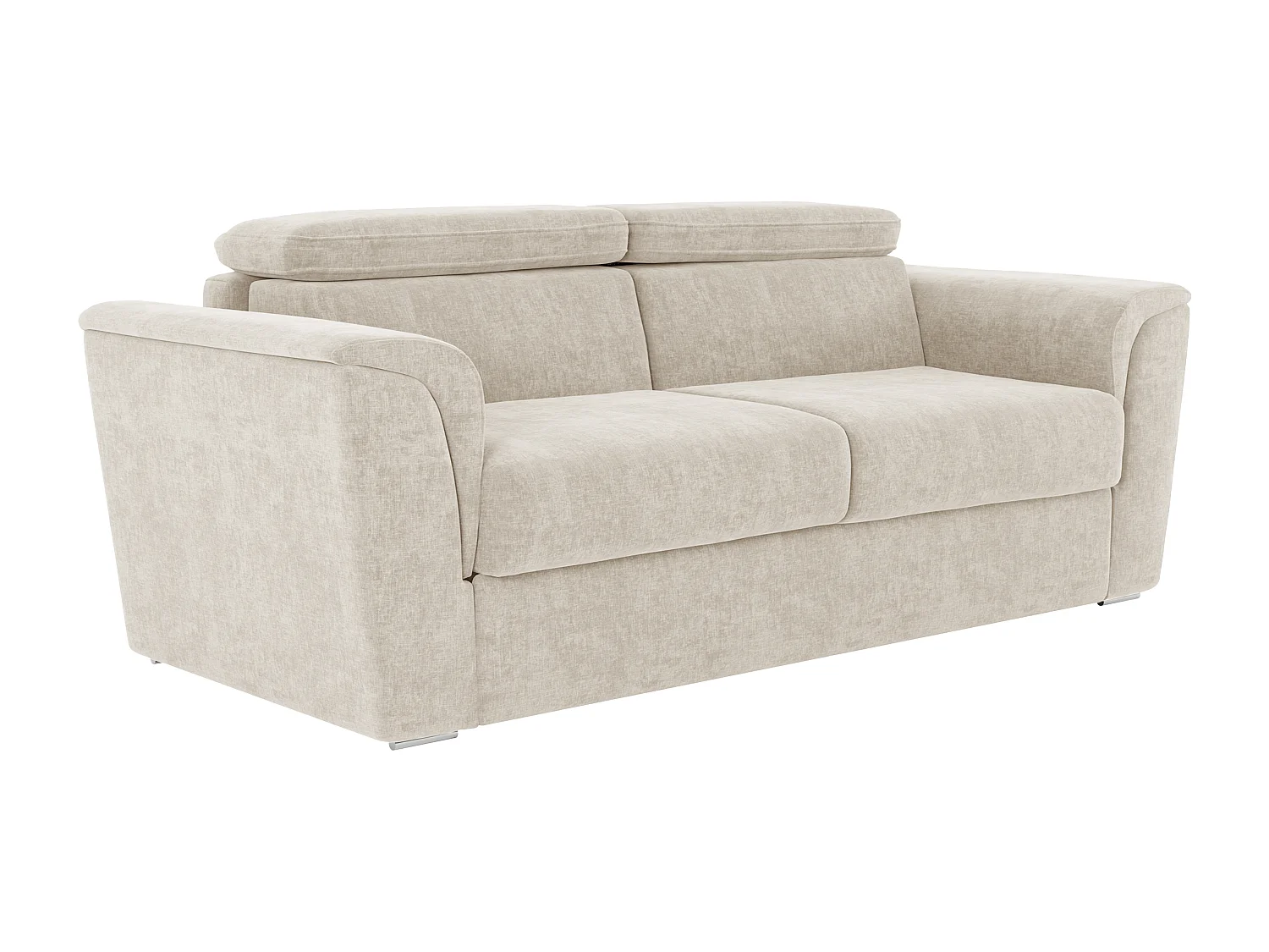 Canapé 4 places convertible express en tissu texturé beige - Couchage à lattes larges 160 cm - Matelas 22 cm avec mémoire de forme - RIZORA