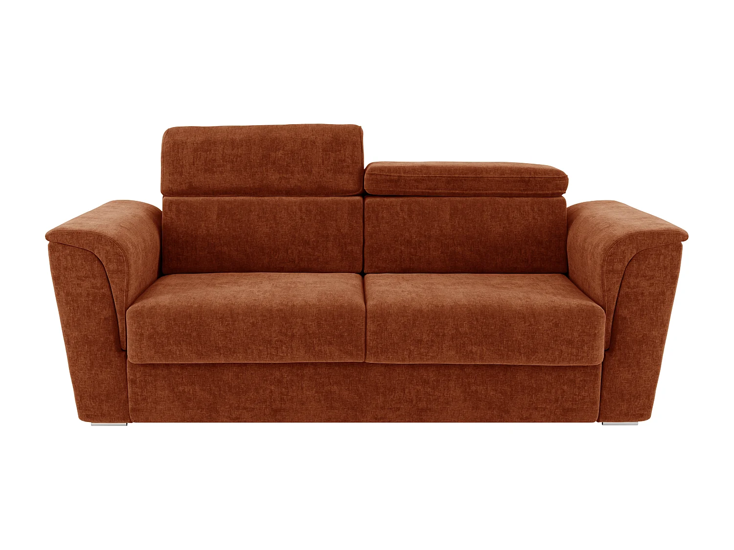 Canapé 4 places convertible express en tissu texturé terracotta - Couchage 160 cm - Matelas 14 cm - RIZORA