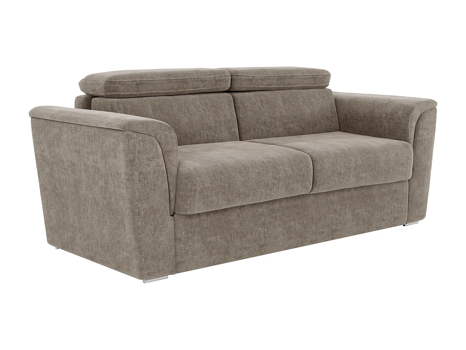 Canapé 4 places convertible express en tissu texturé taupe - Couchage à lattes larges 160 cm - Matelas 22 cm avec mémoire de forme - RIZORA