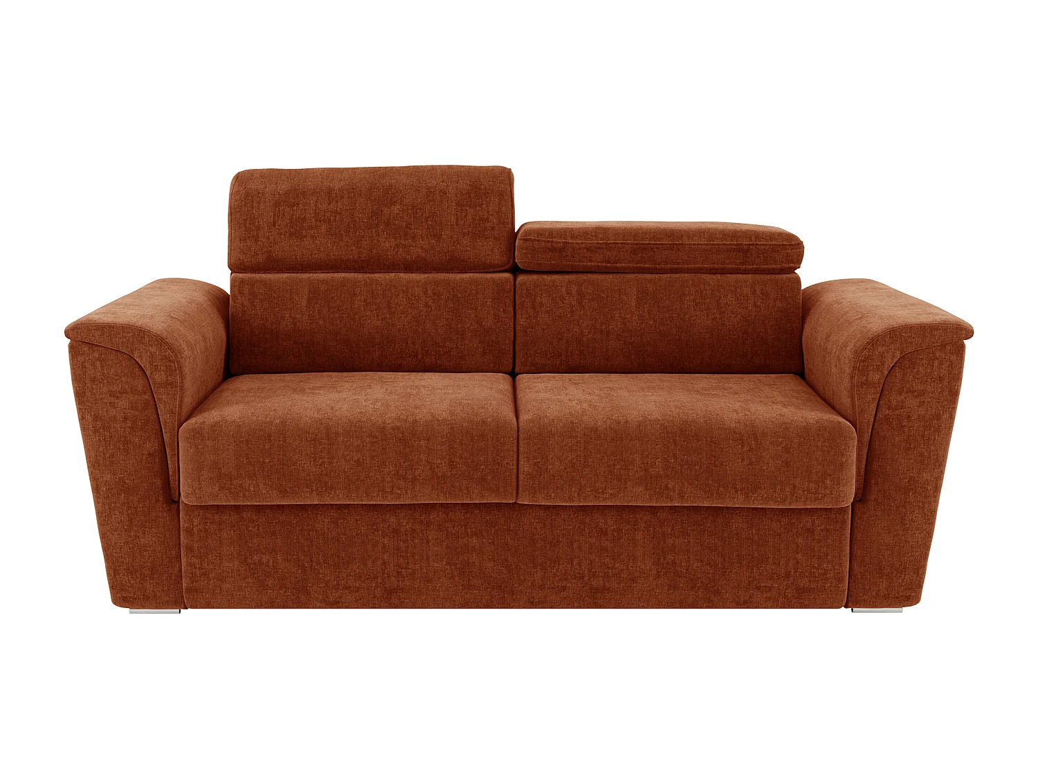 Canapé 4 places convertible express en tissu texturé terracotta - Couchage à lattes larges 160 cm - Matelas 22 cm avec mémoire de forme - RIZORA