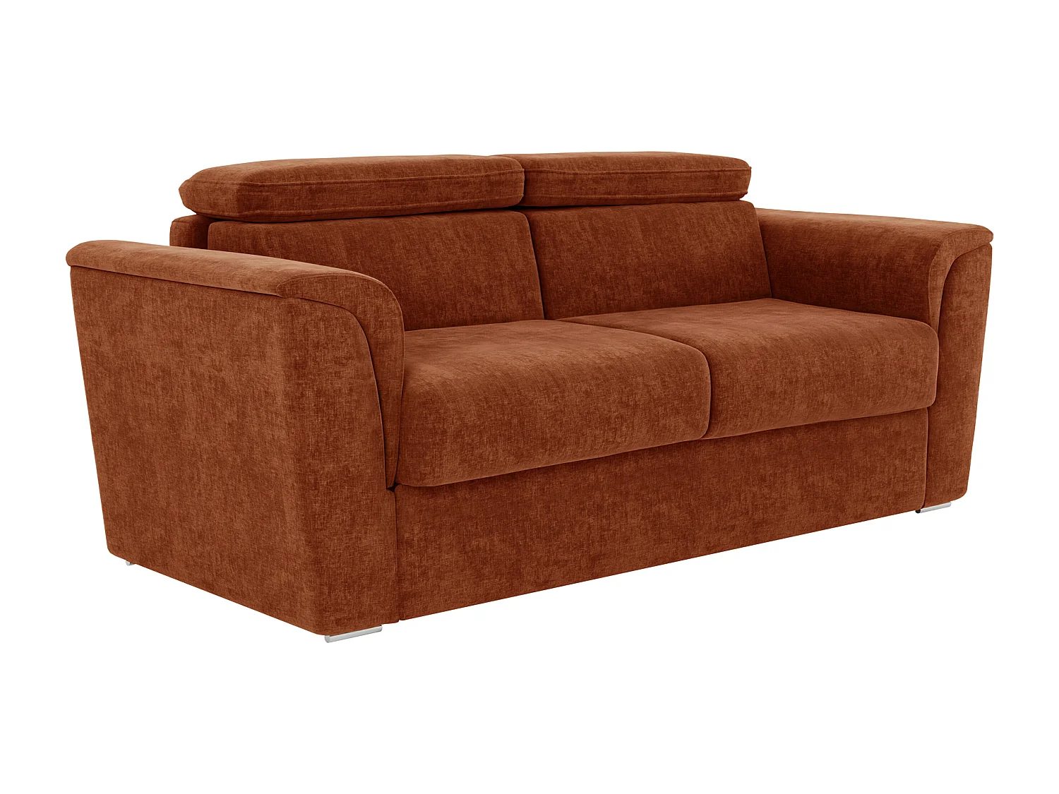 Canapé 4 places convertible express en tissu texturé terracotta - Couchage à lattes larges 160 cm - Matelas 22 cm avec mémoire de forme - RIZORA