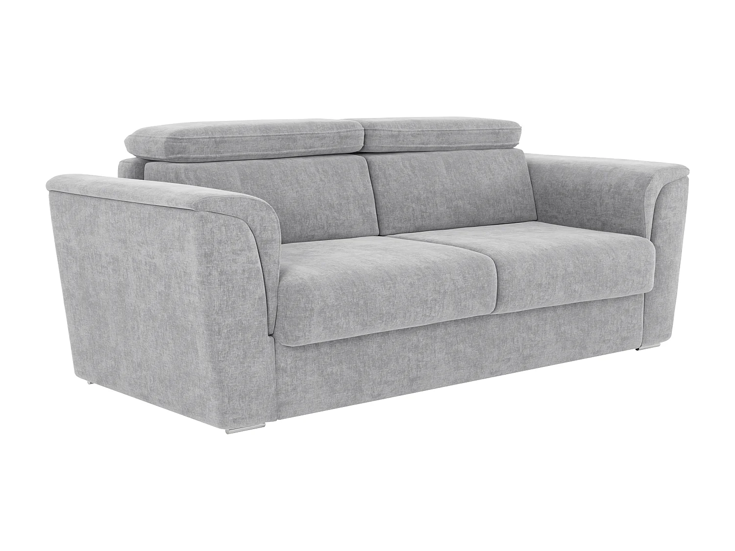Canapé 4 places convertible express en tissu texturé gris clair - Couchage à lattes larges 160 cm - Matelas 14 cm - RIZORA