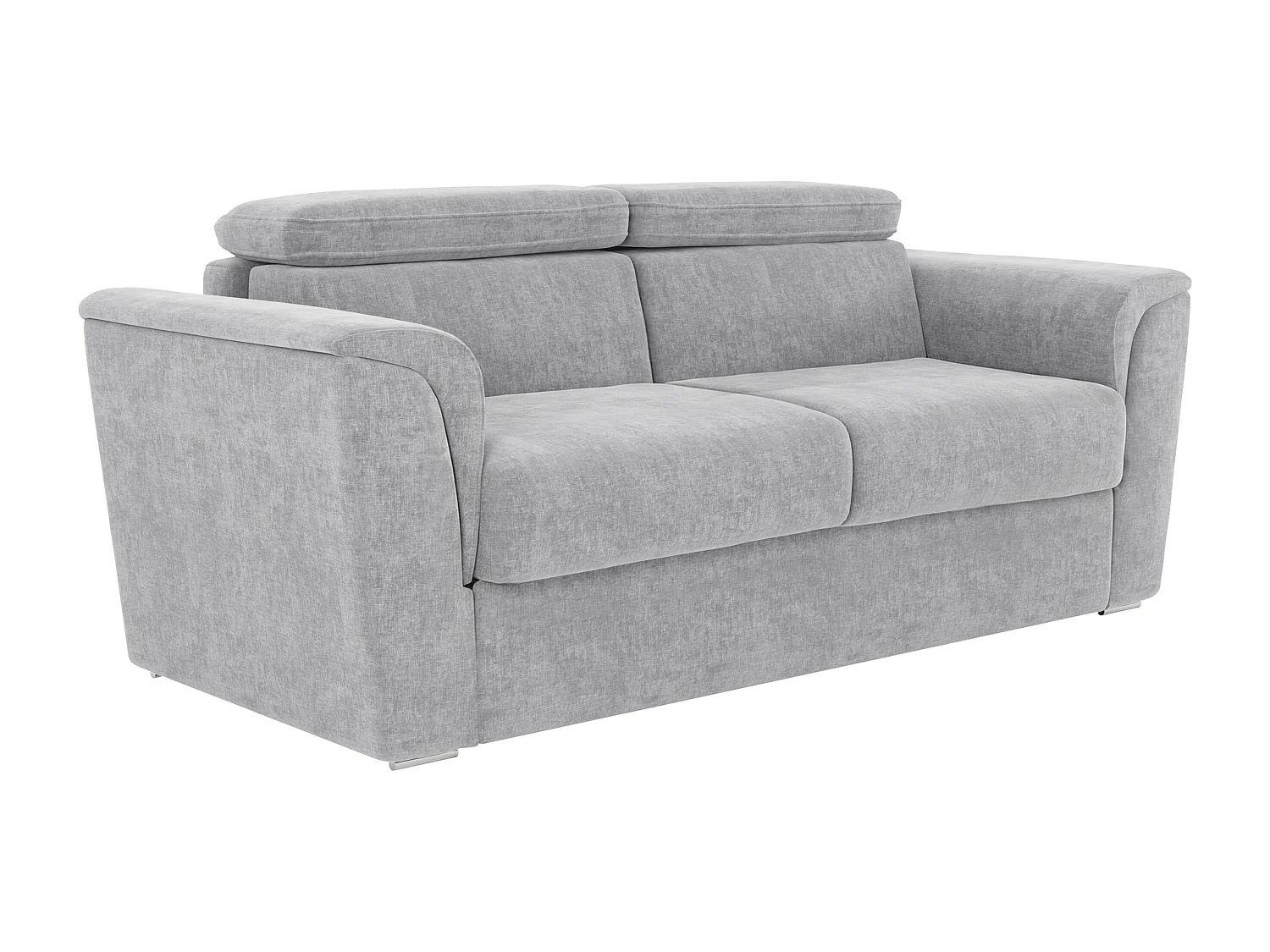 Canapé 4 places convertible express en tissu texturé gris clair - Couchage 160 cm - Matelas 22 cm avec mémoire de forme - RIZORA