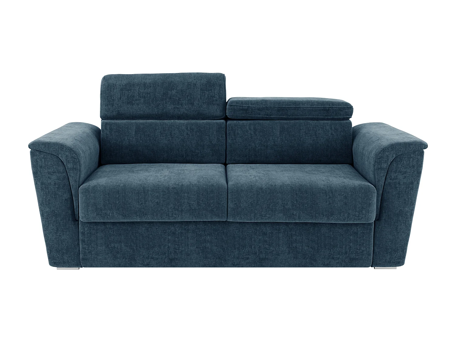 Canapé 4 places convertible express en tissu texturé bleu - Couchage à lattes larges 160 cm - Matelas 22 cm avec mémoire de forme - RIZORA