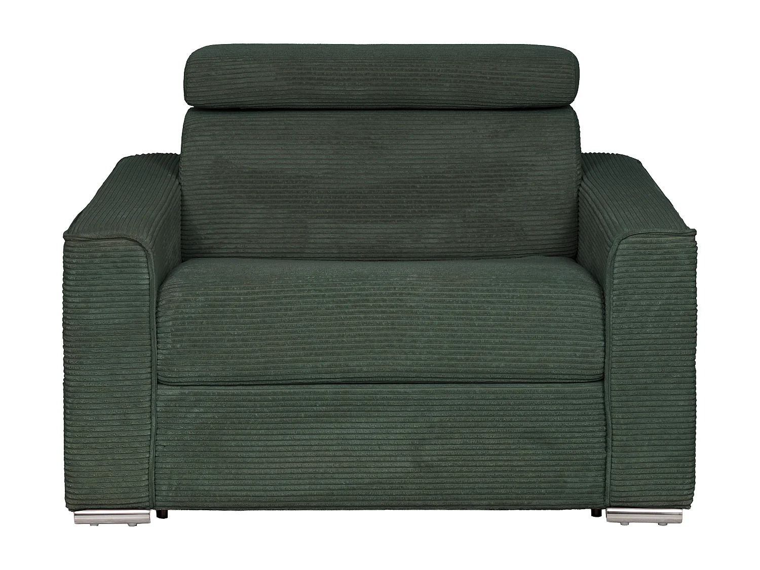 Fauteuil convertible express en velours côtelé vert sapin - Couchage à lattes larges 70 cm - Matelas 14 cm VIZIR