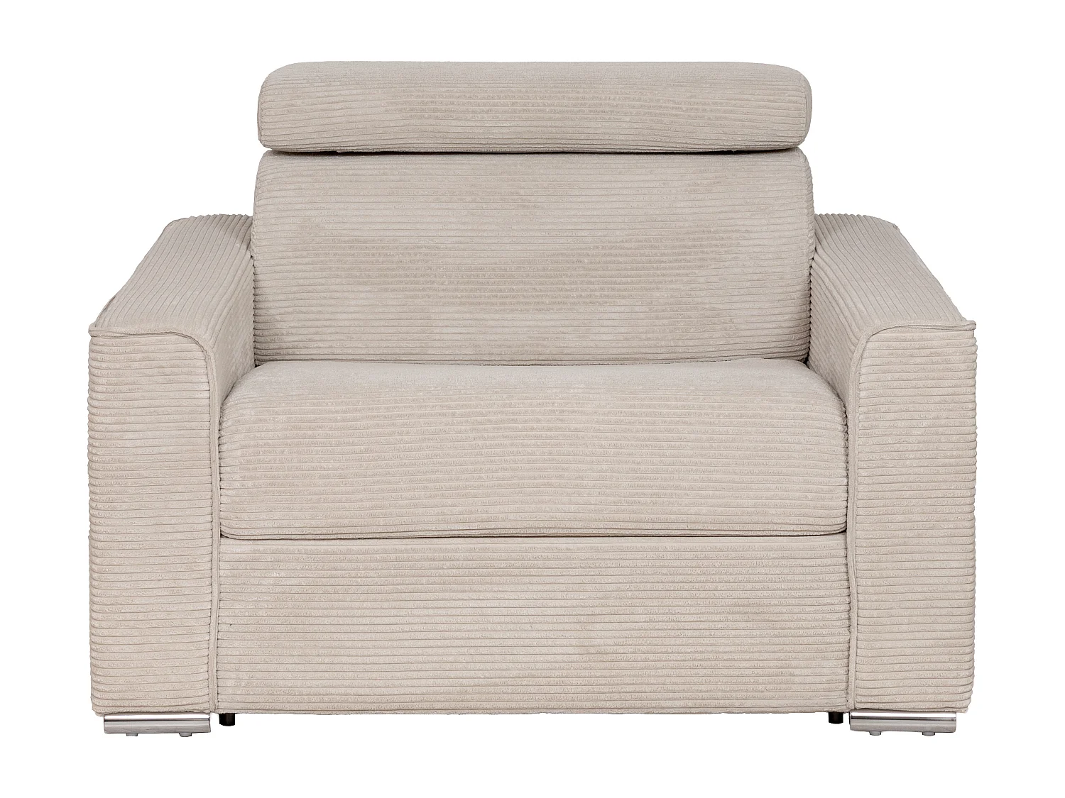 Fauteuil convertible express en velours côtelé beige - Couchage 70 cm - Matelas 18 cm VIZIR