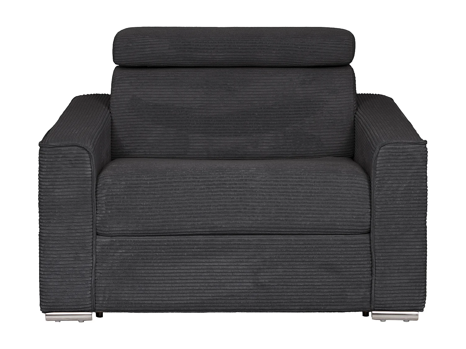 Fauteuil convertible express en velours côtelé gris - Couchage 70 cm - Matelas 18 cm VIZIR