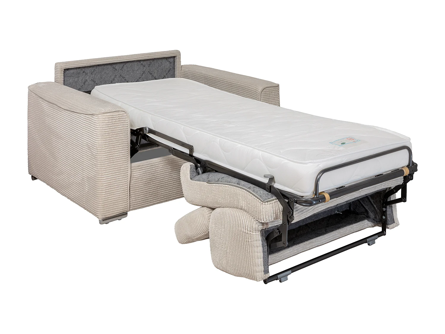 Fauteuil convertible express en velours côtelé gris - Couchage 70 cm - Matelas 18 cm VIZIR