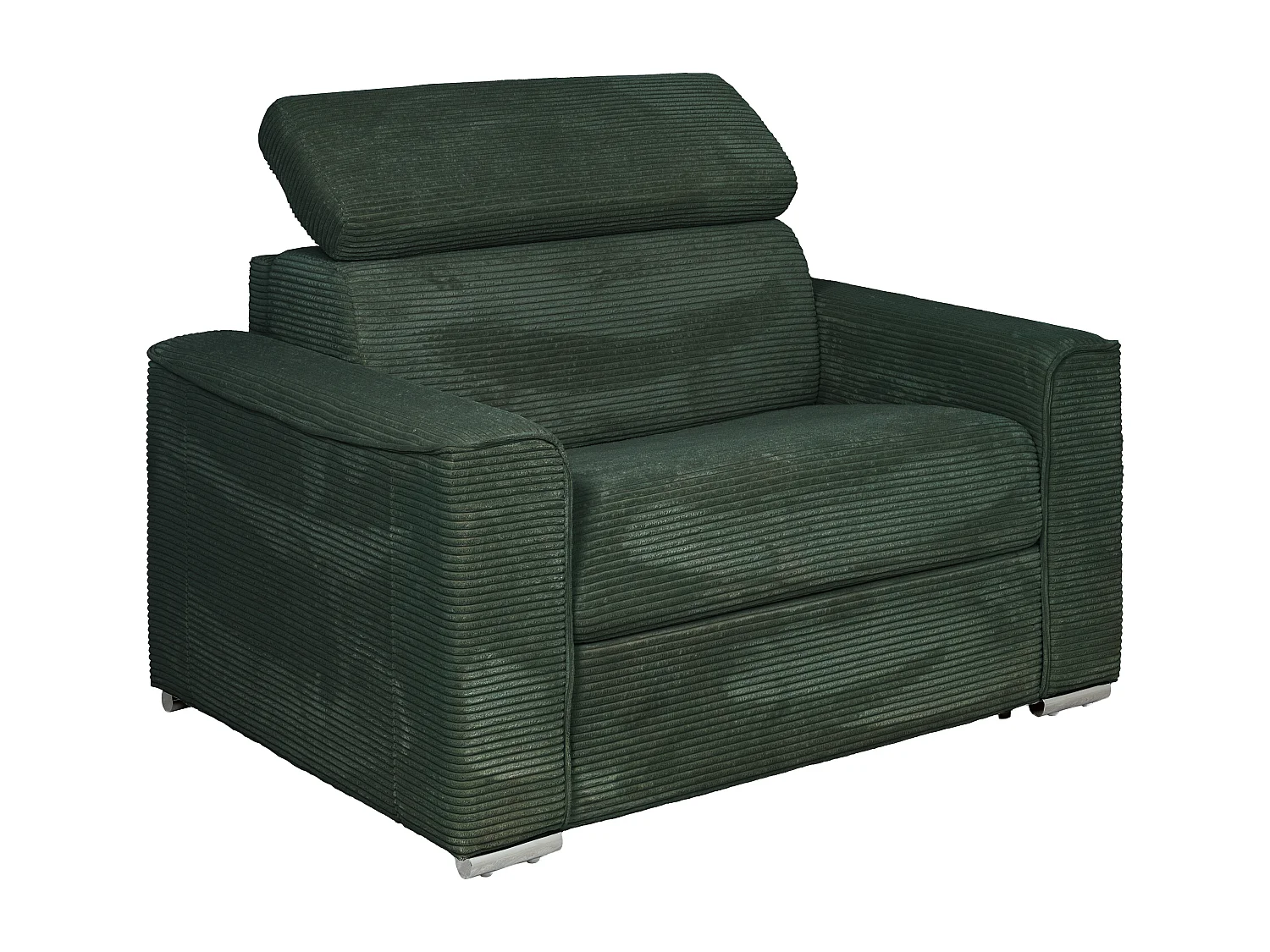 Fauteuil convertible express en velours côtelé vert sapin - Couchage 70 cm - Matelas 18 cm VIZIR