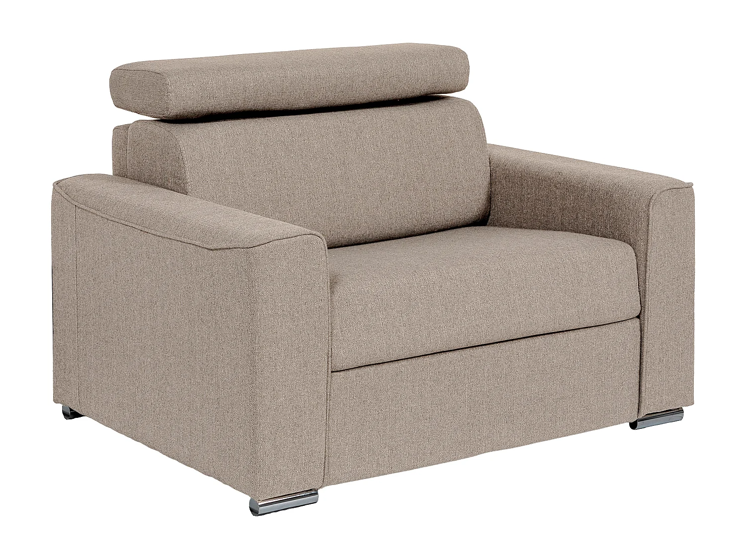 Fauteuil convertible express en tissu beige - Couchage à lattes larges 70 cm - Matelas 18 cm VIZIR