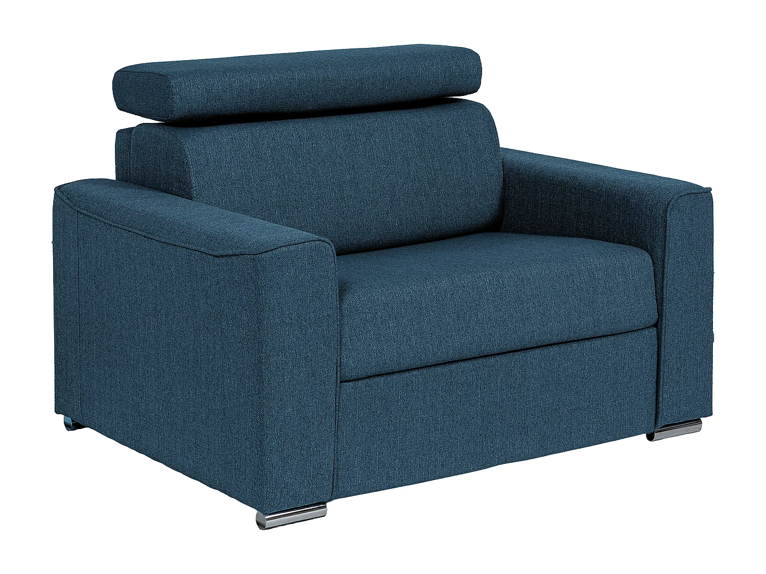 Fauteuil convertible express en tissu bleu - Couchage à lattes larges 70 cm - Matelas 18 cm VIZIR