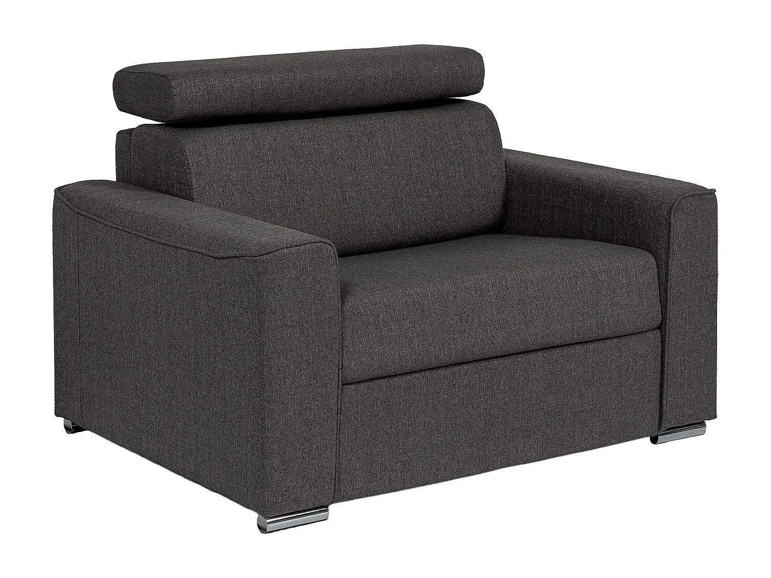 Fauteuil convertible express en tissu gris - Couchage à lattes larges 70 cm - Matelas 18 cm VIZIR