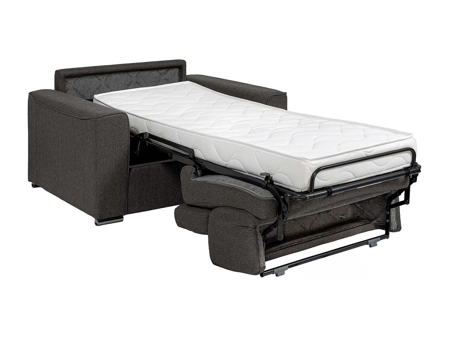 Fauteuil convertible express en tissu gris - Couchage à lattes larges 70 cm - Matelas 18 cm VIZIR