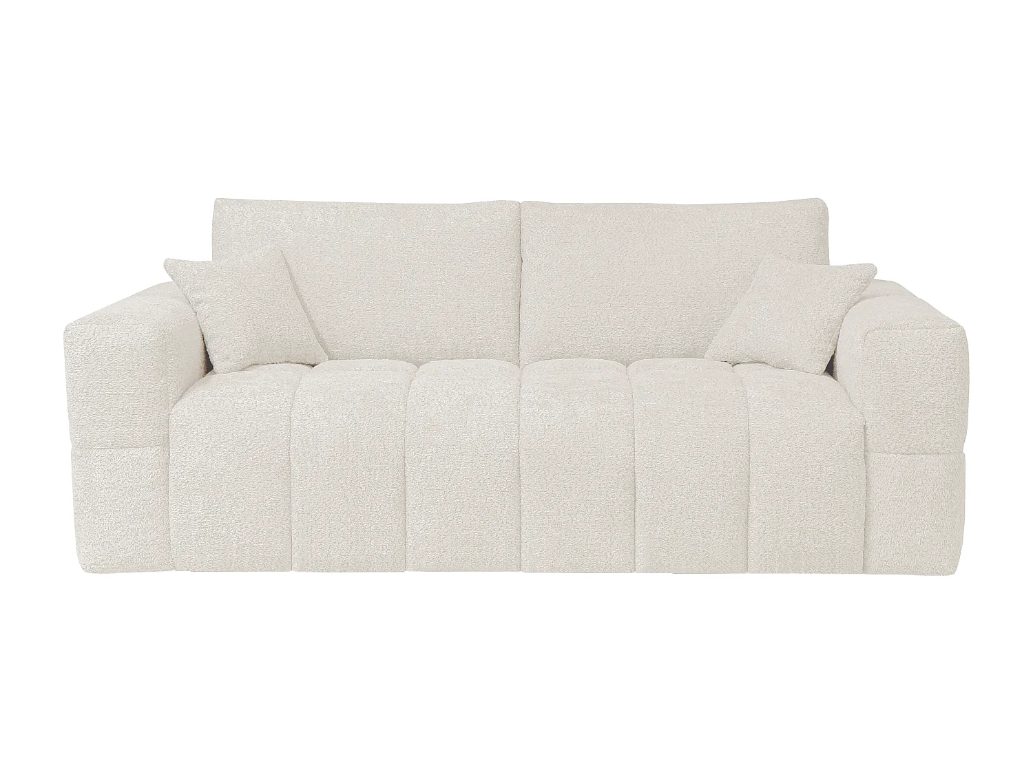 Canapé 4 places convertible express en tissu bouclette beige - Couchage 160 cm - Matelas 20 cm ISSORO