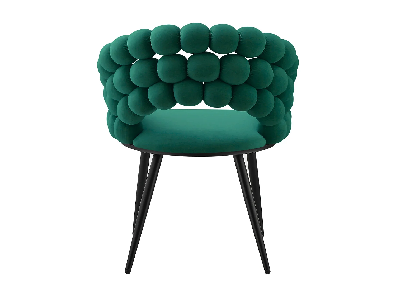 Chaise BUBBLE en velours vert avec pieds noirs