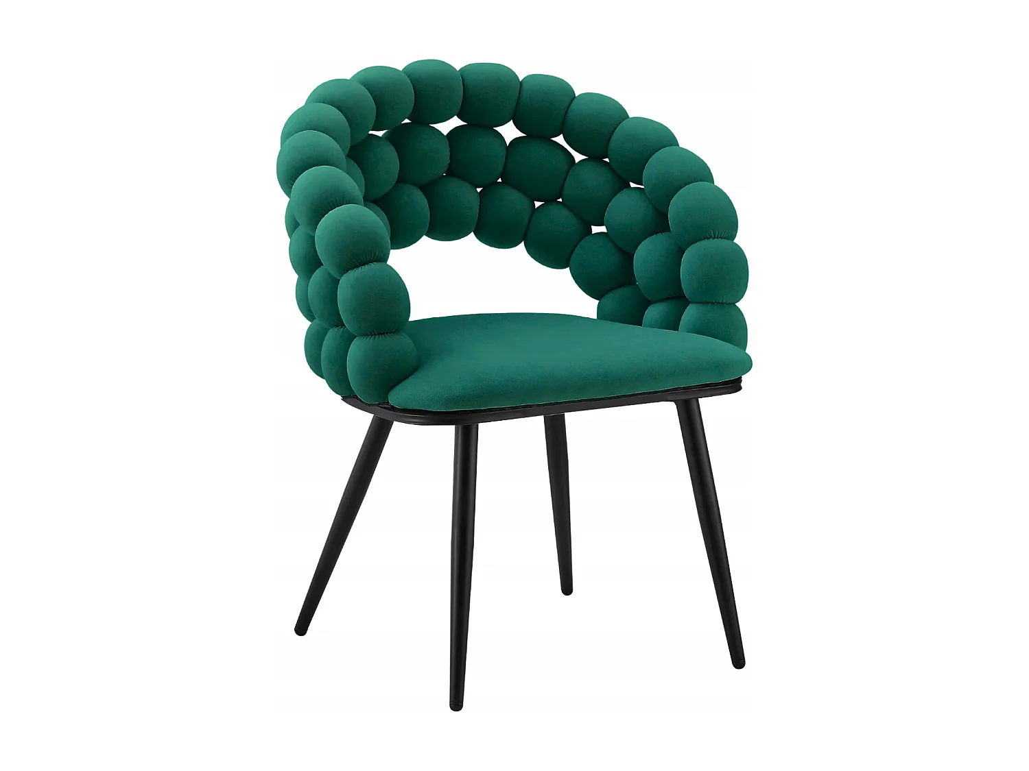 Chaise BUBBLE en velours vert avec pieds noirs