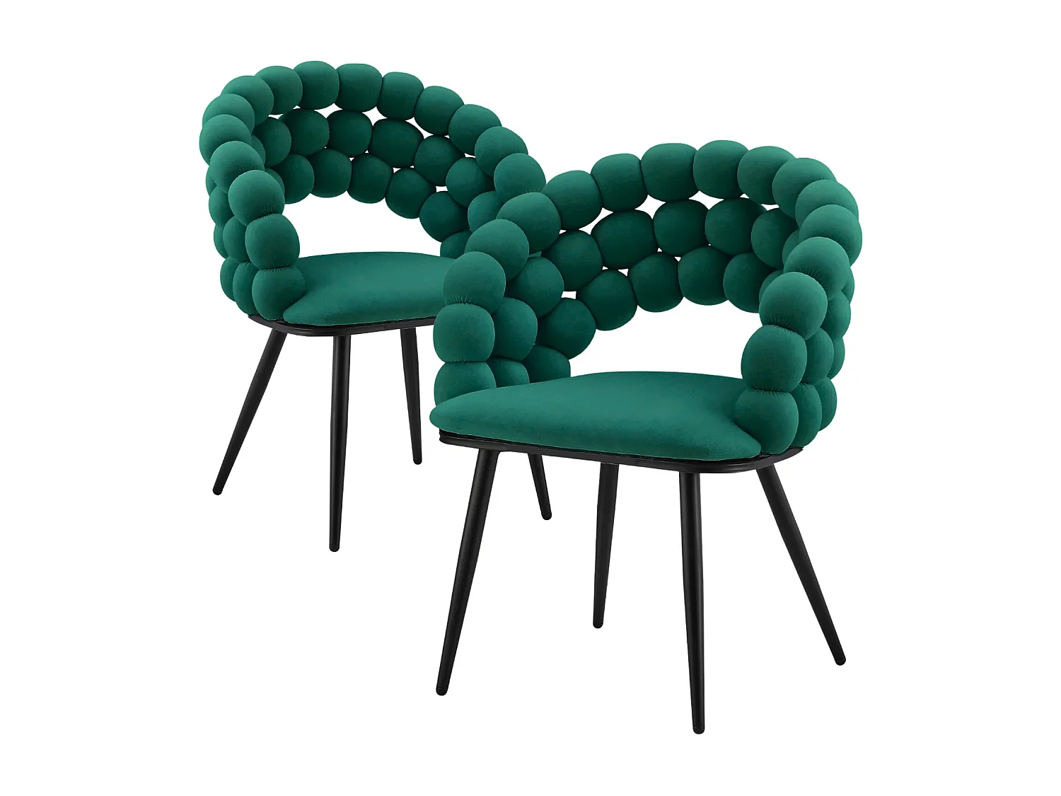 Chaise BUBBLE en velours vert avec pieds noirs