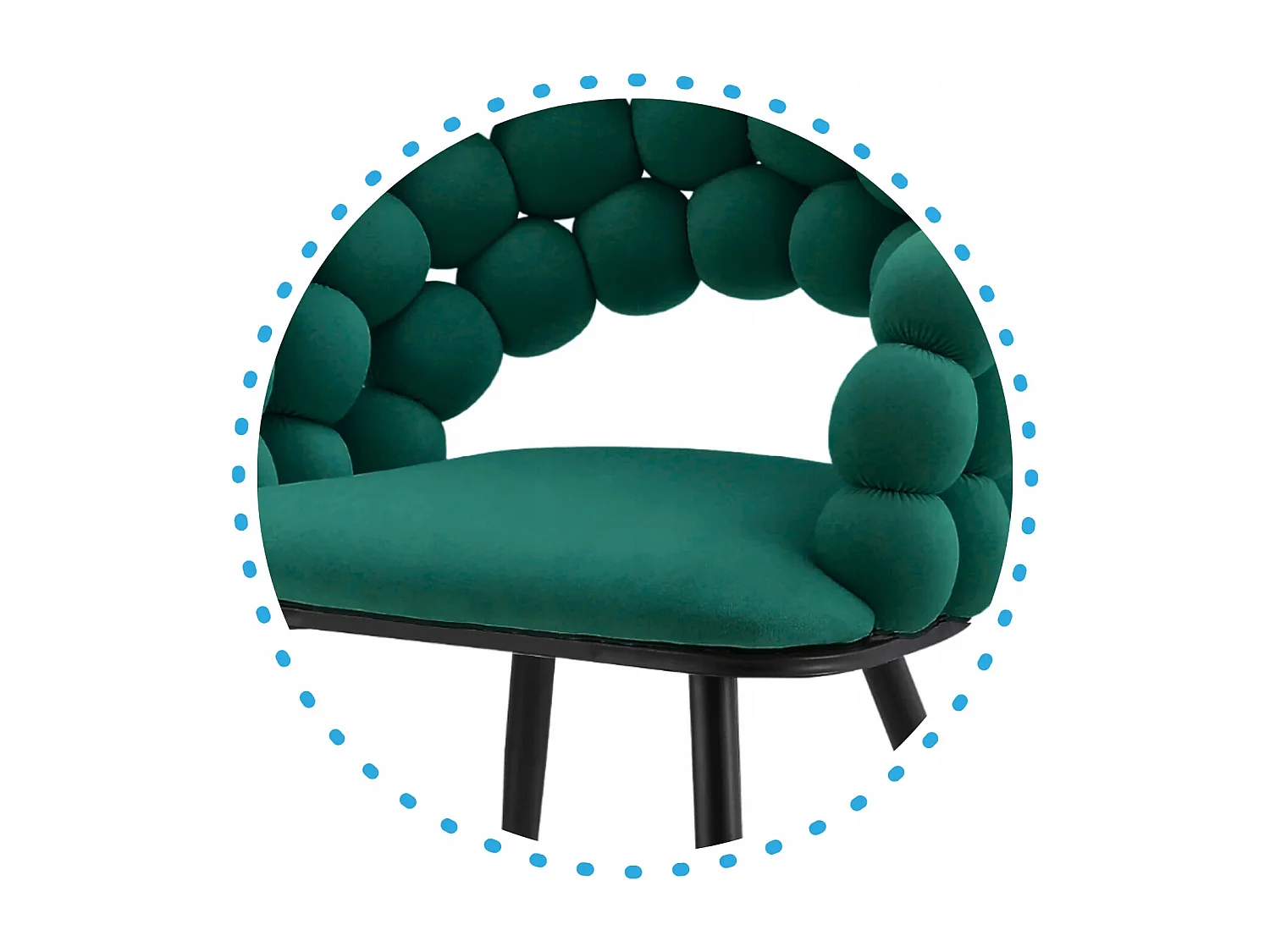 Chaise BUBBLE en velours vert avec pieds noirs