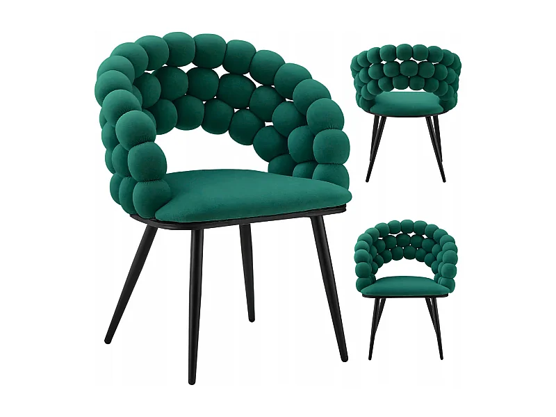 Chaise BUBBLE en velours vert avec pieds noirs