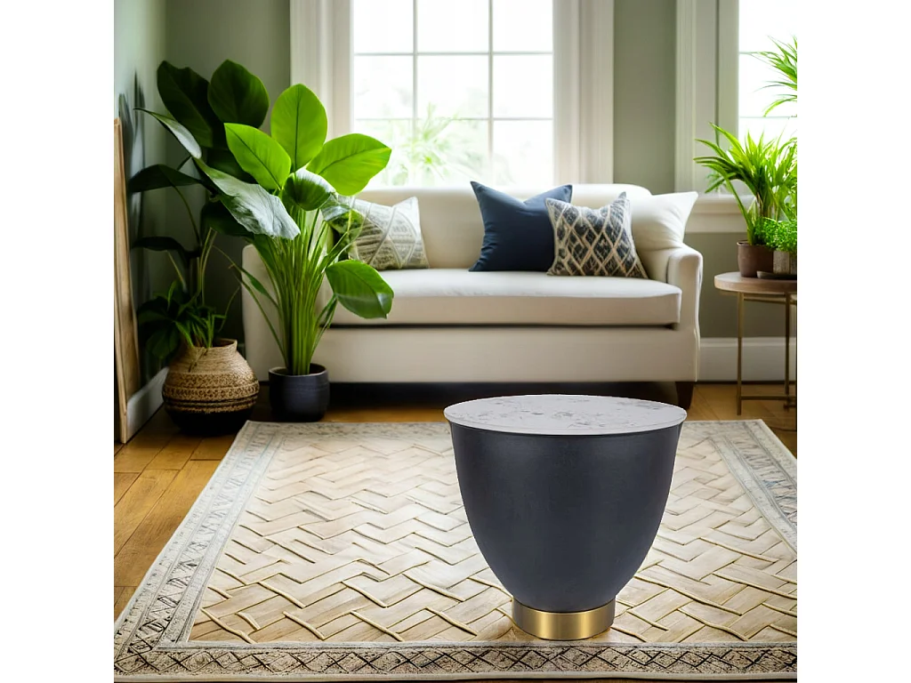 Table basse CYPRUS B effet marbre blanc/noir