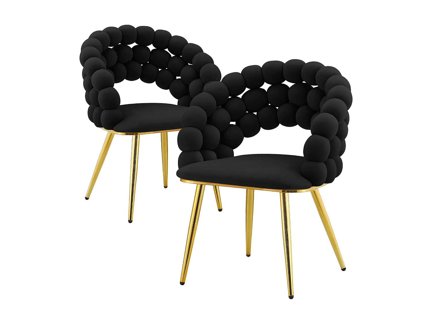 Chaise Glamour BUBBLE en Velours Noir avec Pieds Doreés