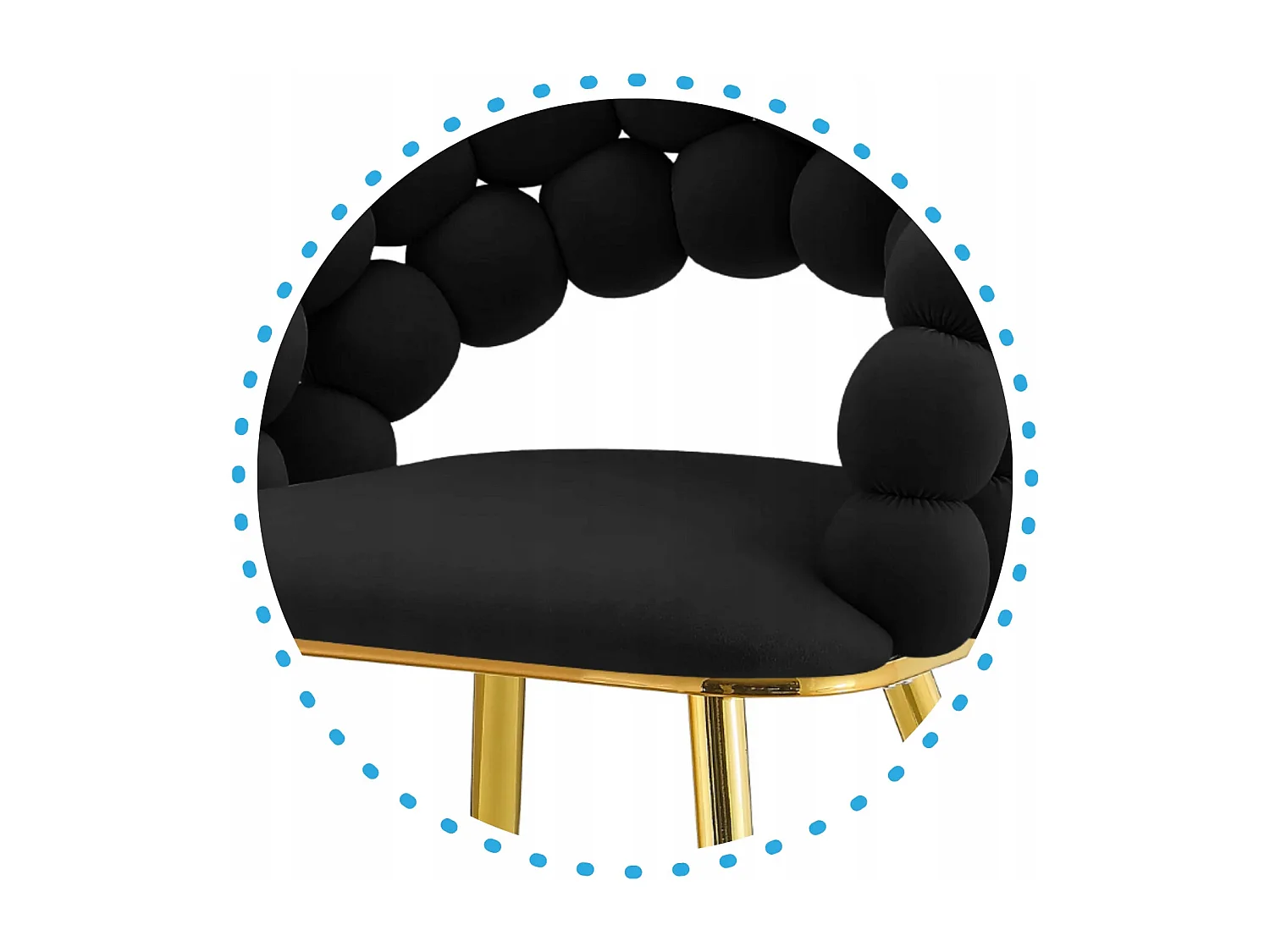 Chaise Glamour BUBBLE en Velours Noir avec Pieds Doreés