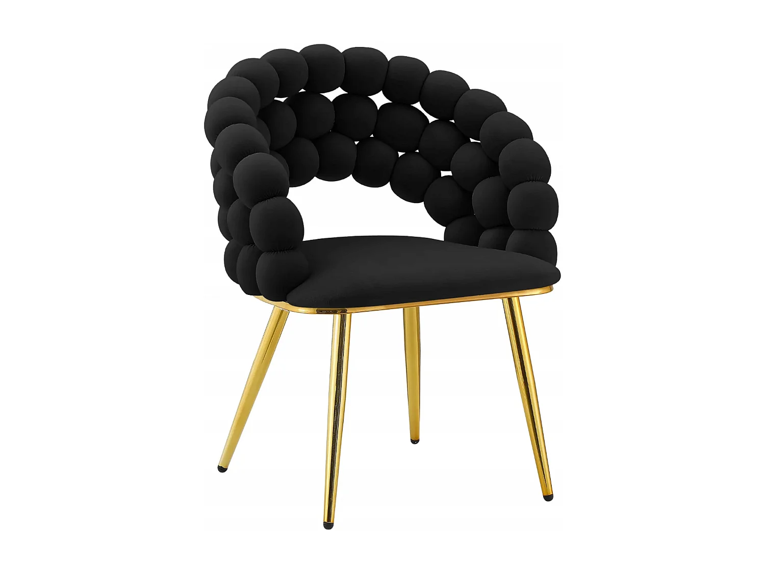 Chaise Glamour BUBBLE en Velours Noir avec Pieds Doreés