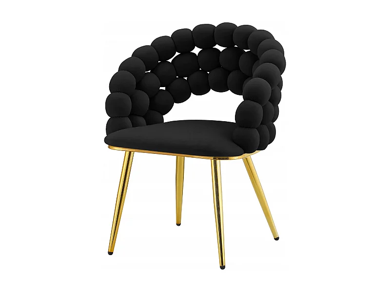 Chaise Glamour BUBBLE en Velours Noir avec Pieds Doreés