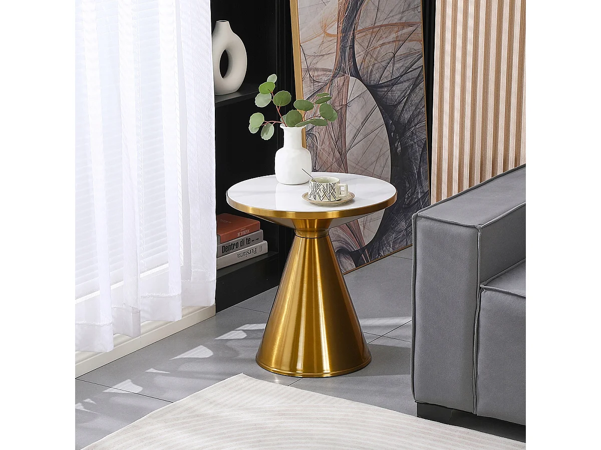 Table Basse Moderne SETI Blanc/Or