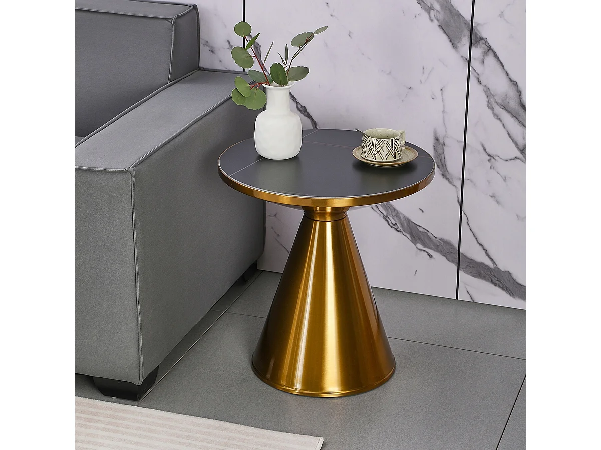 Table Basse Élégance SETI en Marbre Blanc et Or