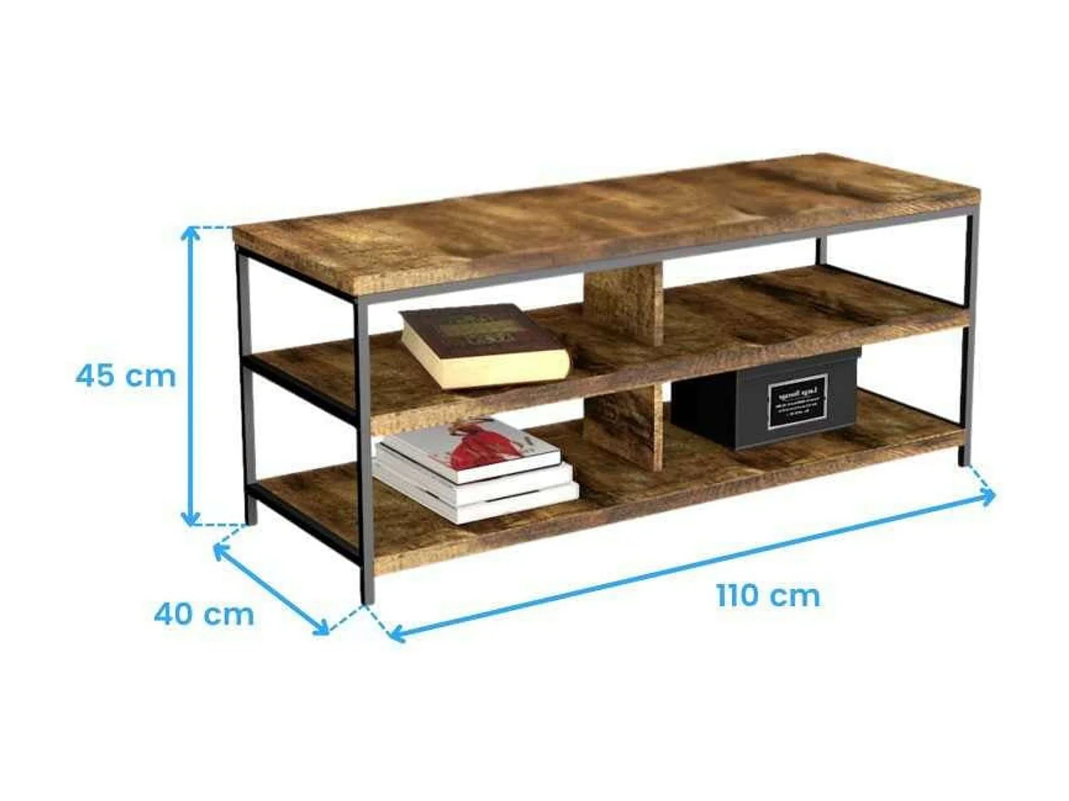 Conjunto de sala de estar em madeira clara e preta (rack para TV + mesa de centro + poltrona reclinável)