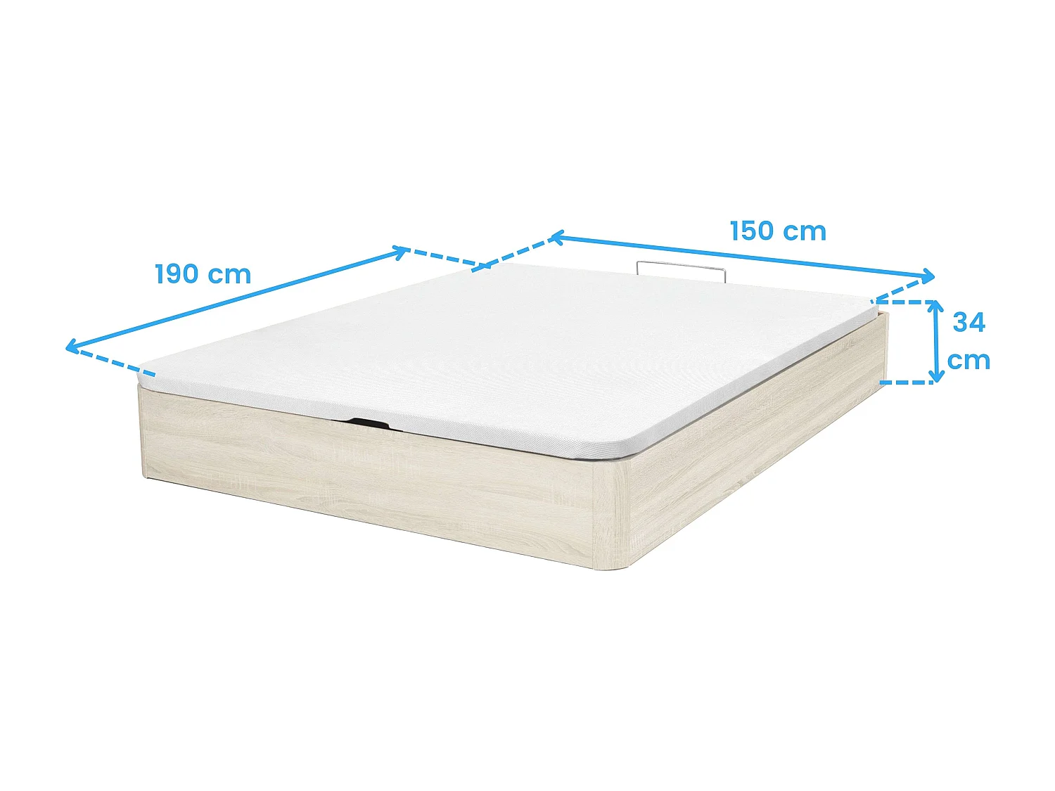 Canapé Duo melamina base tapizada tela 3D blanco ártico 150x190 cm