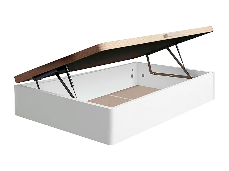 Canapé Reo melamina apertura lateral y base tapizada blanco 90x190 cm