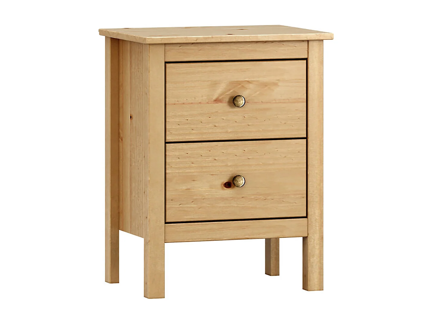 Table de chevet table de nuit à 2 tiroirs en Bois massif Couleur Chêne miel - Longueur 48 x Hauteur 60 x Profondeur 36 cm