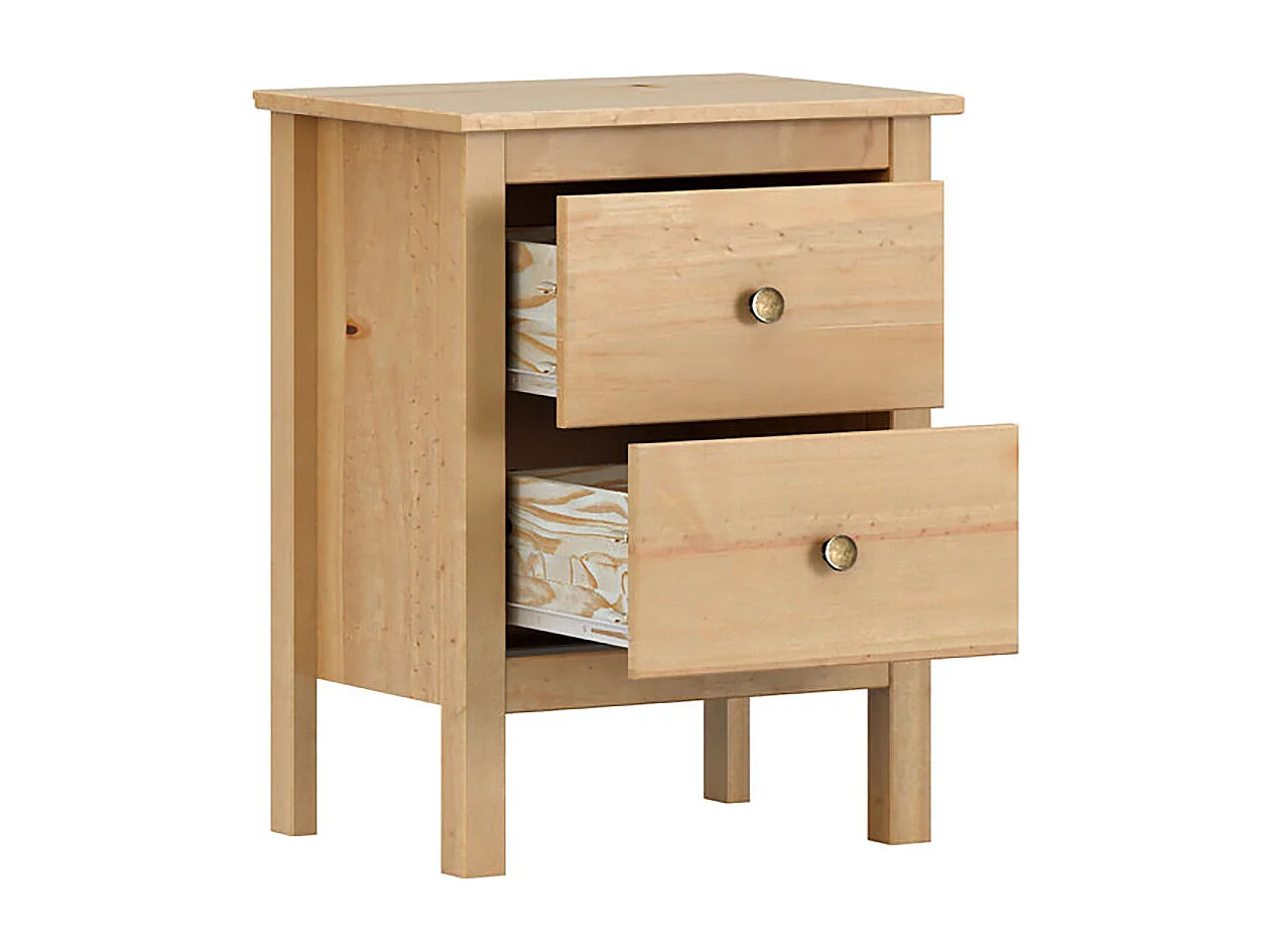 Table de chevet table de nuit à 2 tiroirs en Bois massif Couleur Chêne miel - Longueur 48 x Hauteur 60 x Profondeur 36 cm