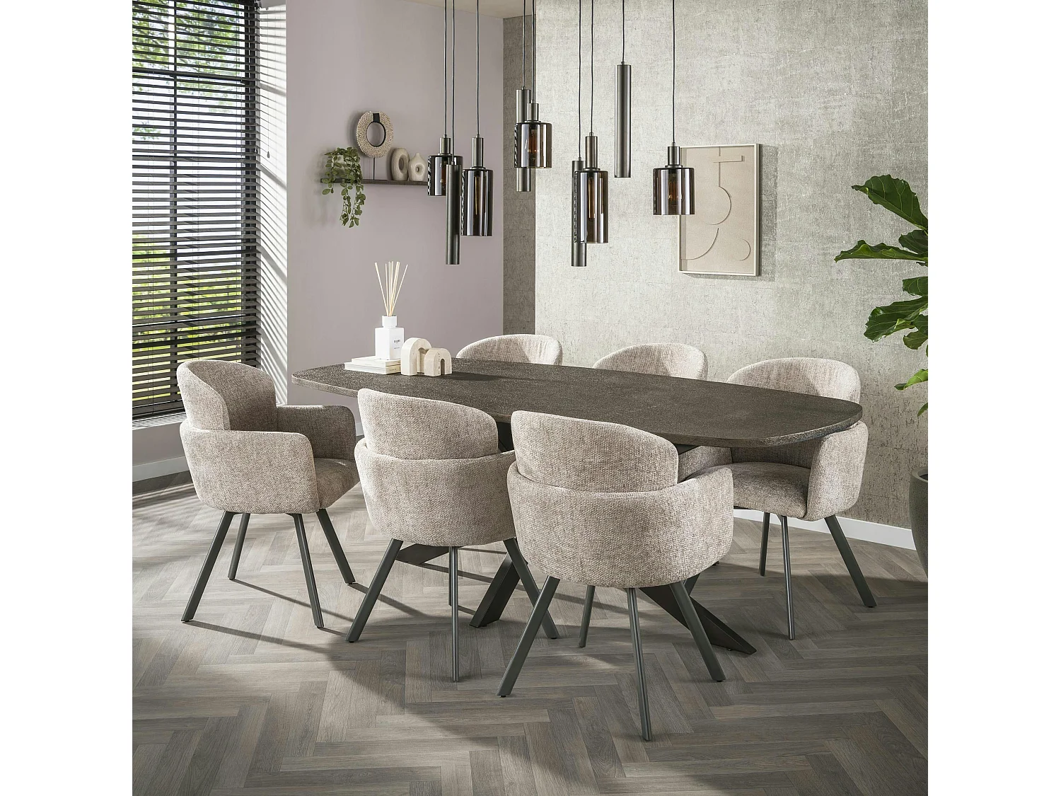 Table à manger vintage à bords ronds 215 cm RALF