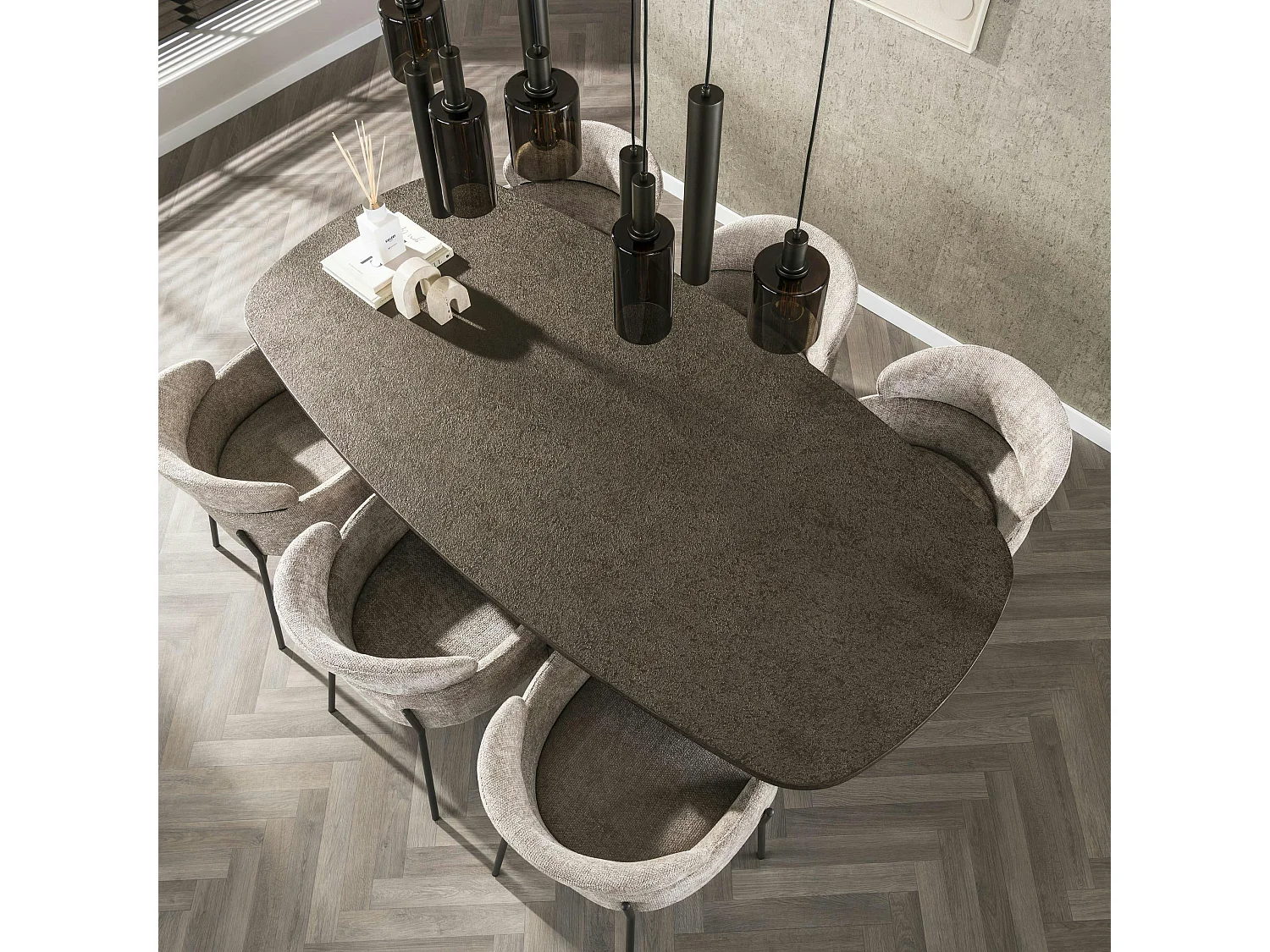 Table à manger vintage à bords ronds 215 cm RALF