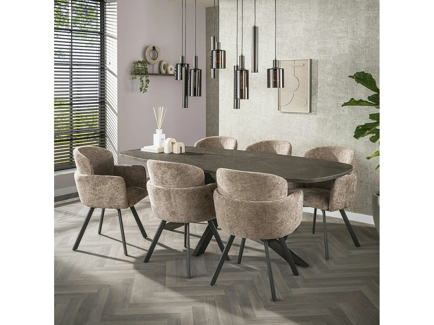 Table à manger vintage à bords ronds 215 cm RALF