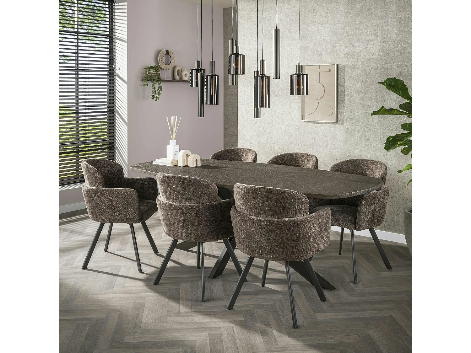 Table à manger vintage à bords ronds 215 cm RALF