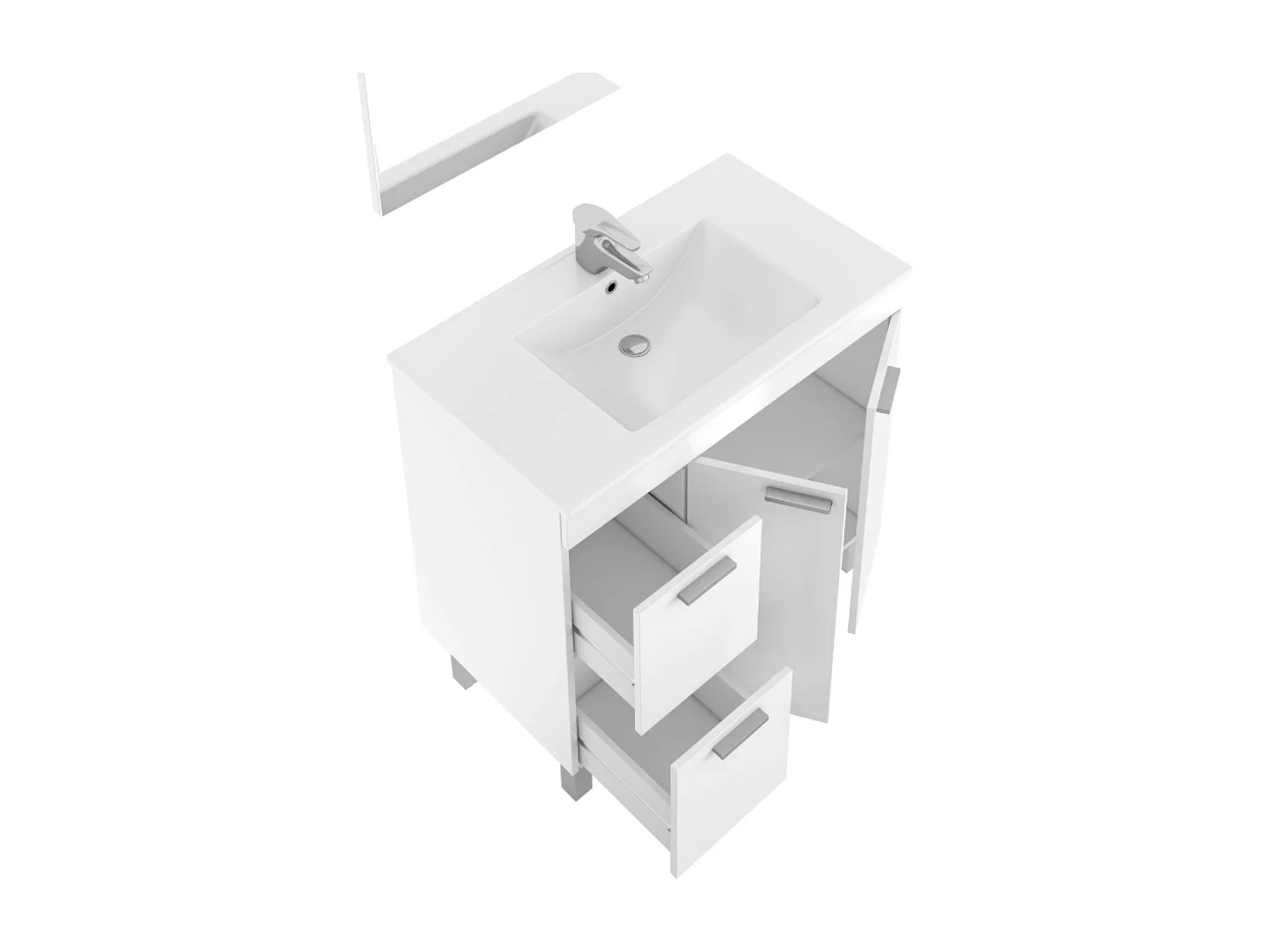 Mueble Baño Sabela Contemporáneo Blanco Brillo 2 Cajones 2 Puertas 80x80x45 cm