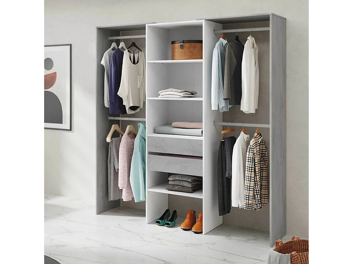 Armario vestidor Dress 179cm x 202cm Blanco-Cemento