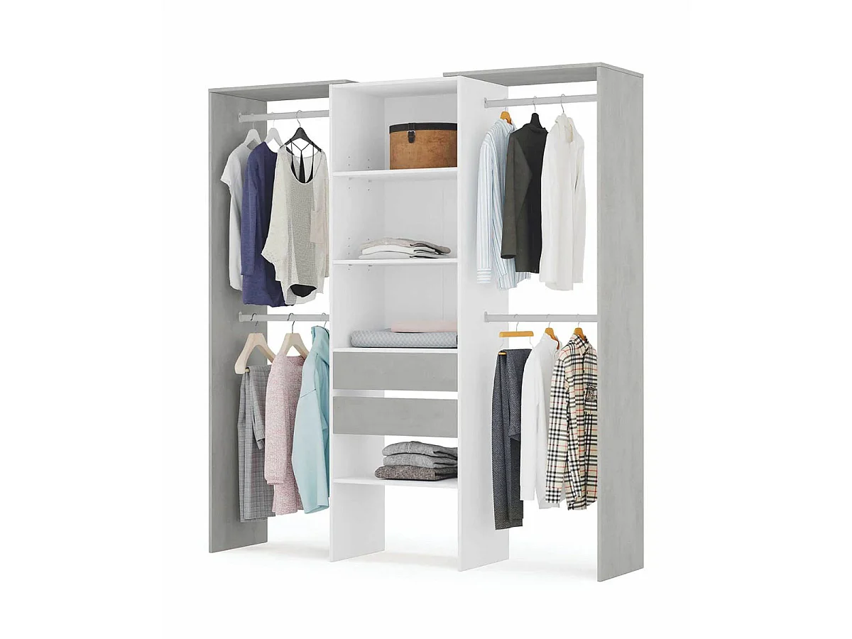 Armario vestidor Dress 179cm x 202cm Blanco-Cemento