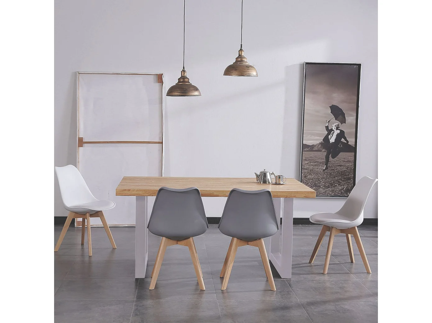 Mesa Comedor Lis Roble Nordish/Blanco Nórdico 160x100cm