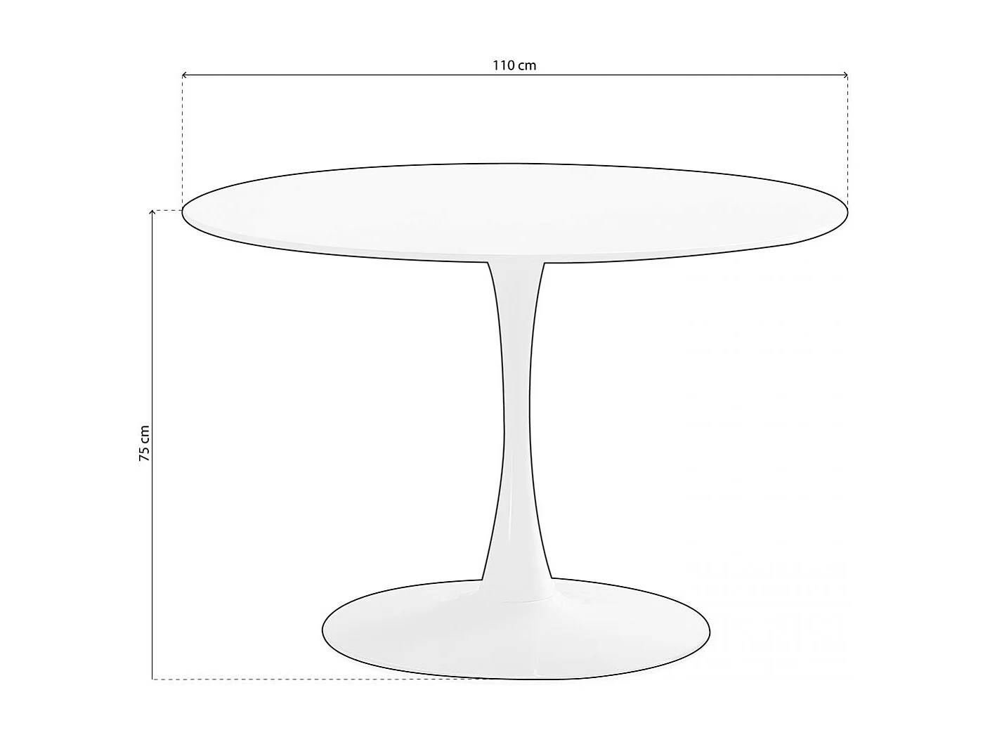 Mesa Redonda Salón Melamina Metal 110x75 cm - Blanco