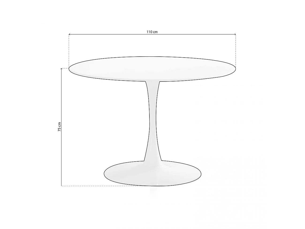 Mesa de comedor redonda en blanco 110 cm Gina Blanco